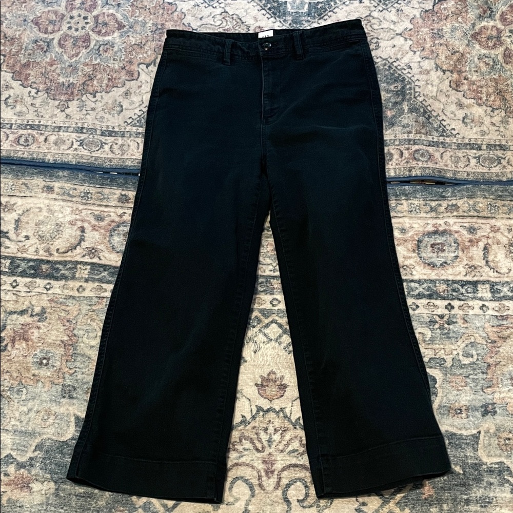 GAP Black Cropped Wide-Leg Trousers